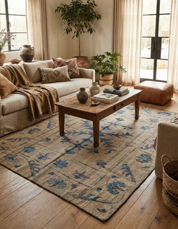 4' 10 x 6' 7 Hand Woven Kilim Suzani Wool Rug