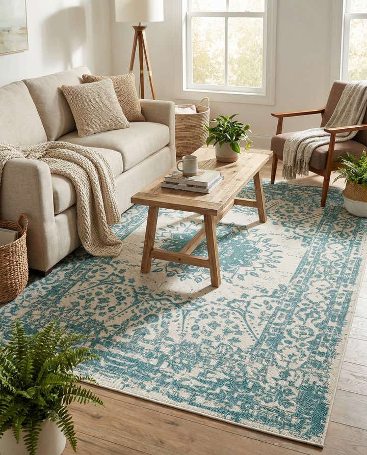 6' x 9' Easy-Clean Traditional Indoor / Outdoor Rug