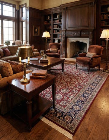 6' 5 x 9' 8 Hand Knotted Isfahan Oriental Wool Rug
