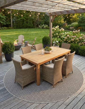 Charcoal Gray Easy-Clean Jill Zarin Indoor / Outdoor Round Rug