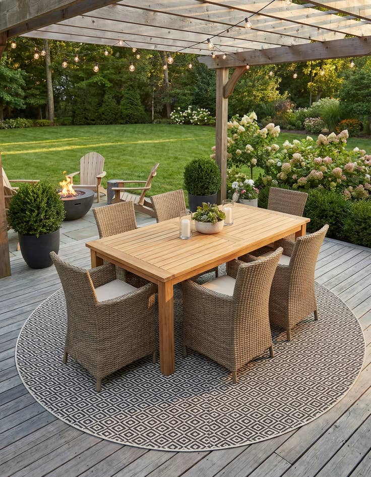 Detail image of  13' x 13'  Washable Jill Zarin Indoor / Outdoor Round Rug