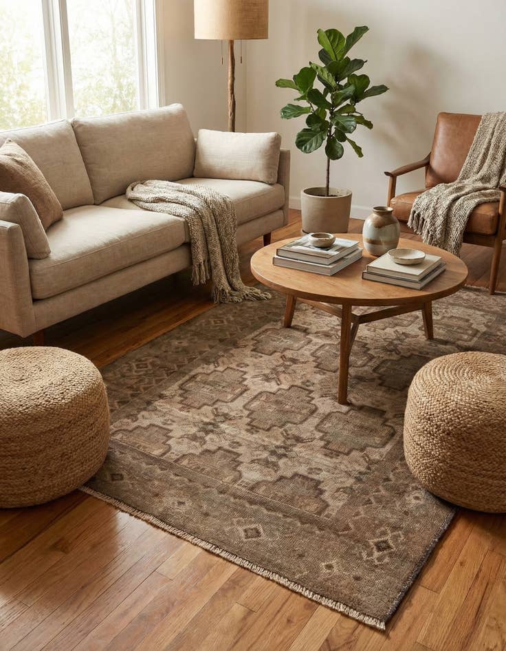 Detail image of  3' 8 x 6'  Hand Knotted Ultra Vintage Persian Wool Rug