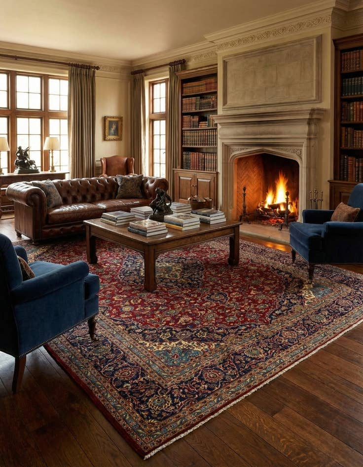 Detail image of 10' x 12' 10  Hand Knotted Kashan Persian Wool Rug