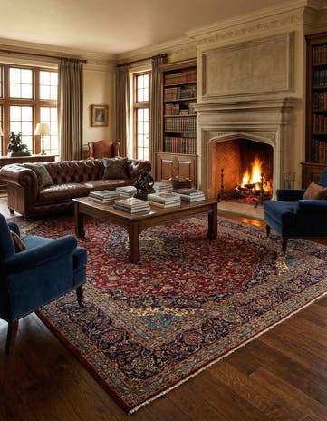 10' x 12' 10 Hand Knotted Kashan Persian Wool Rug