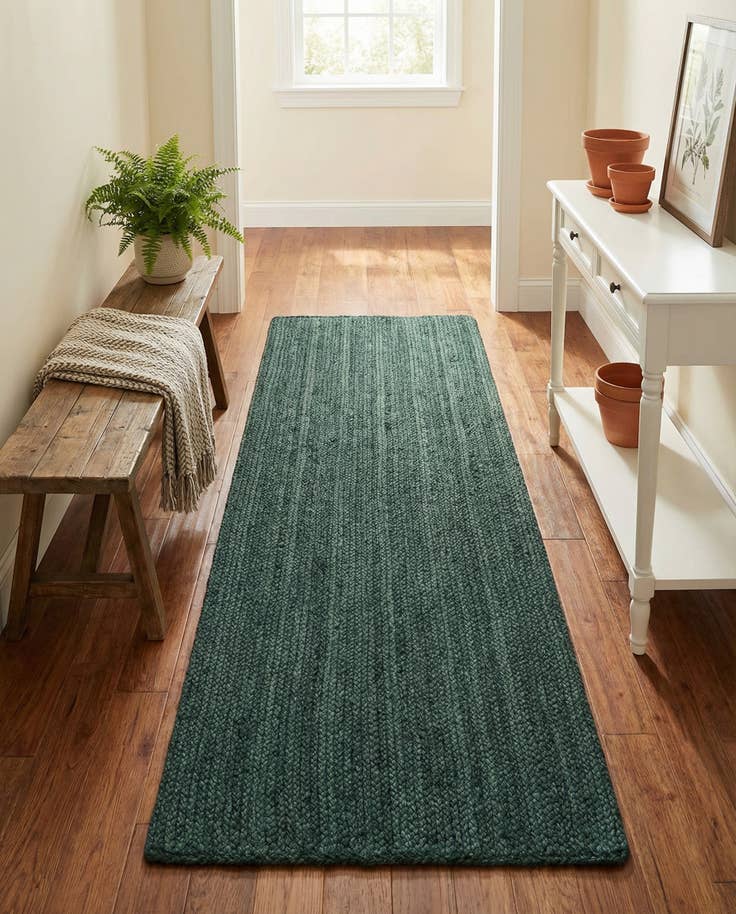 Detail image of 2' x 6' 1 Handmade Braided Jute Runner Rug