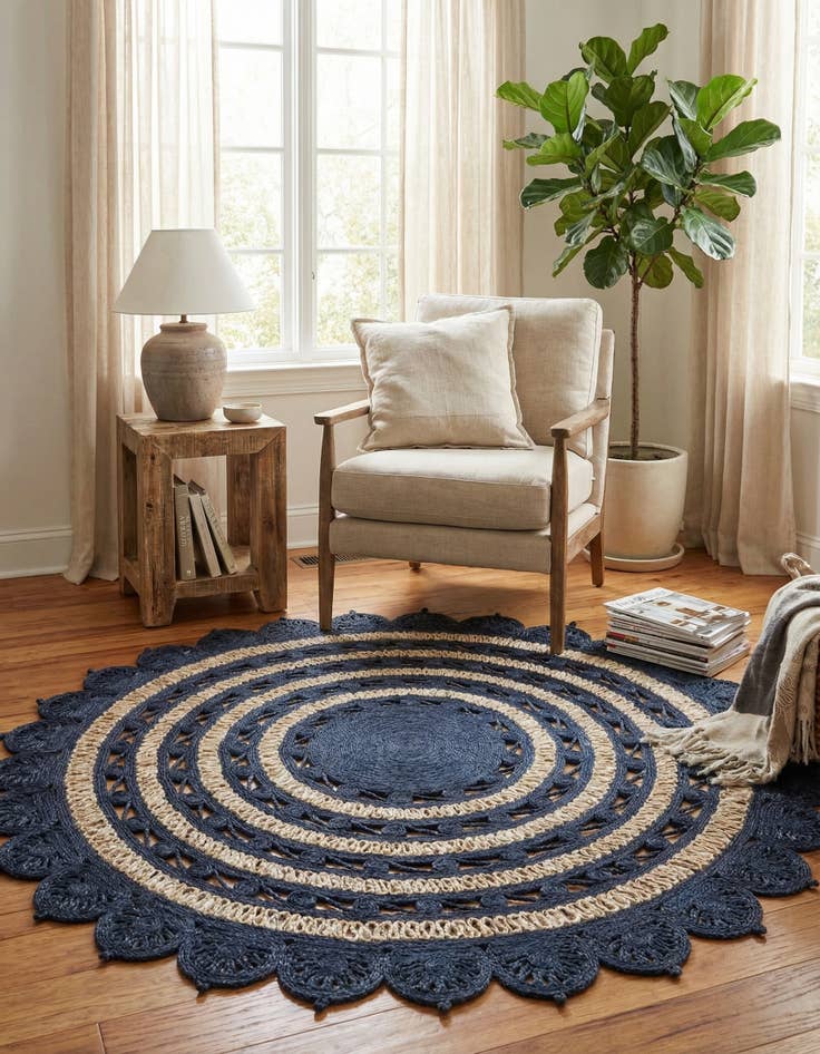 Detail image of 7' 10 x 7' 10  Hand Braided Jute Round Rug