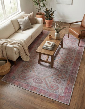 Rust red and Beige Washable Sisu Rug