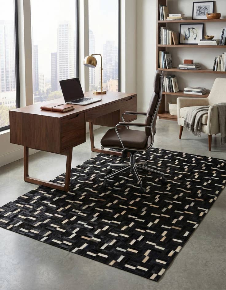 Detail image of 5' 1 x 8' 4 Cowhide Leather Rug