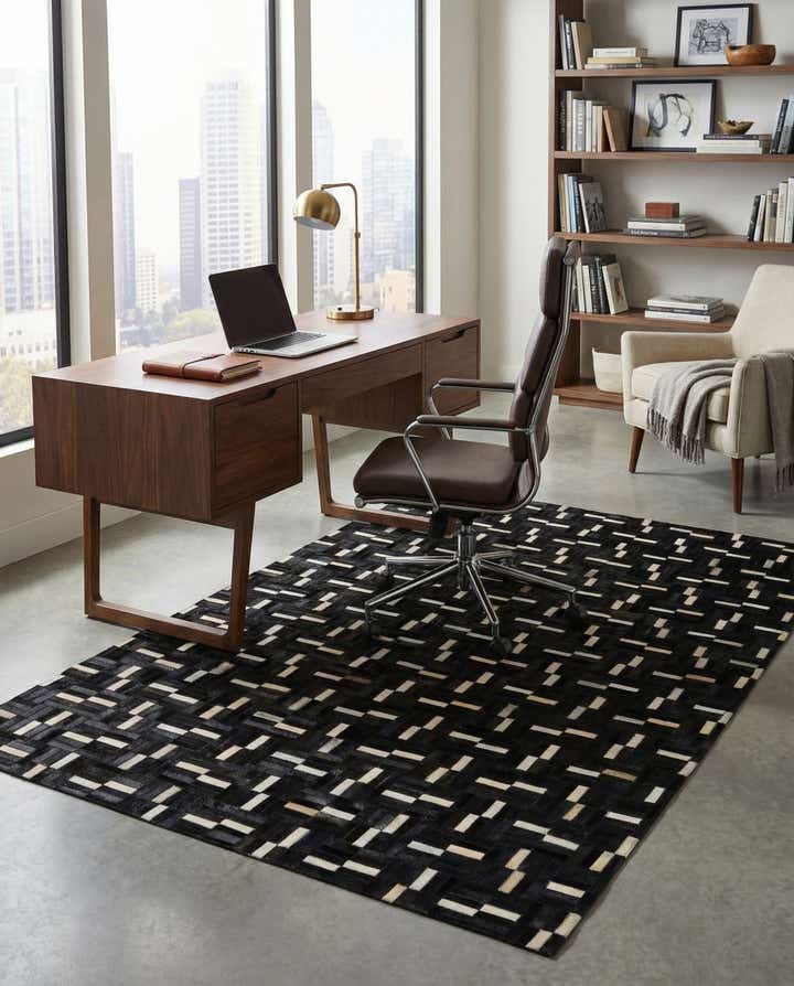 5' 1 x 8' 4 Cowhide Leather Rug