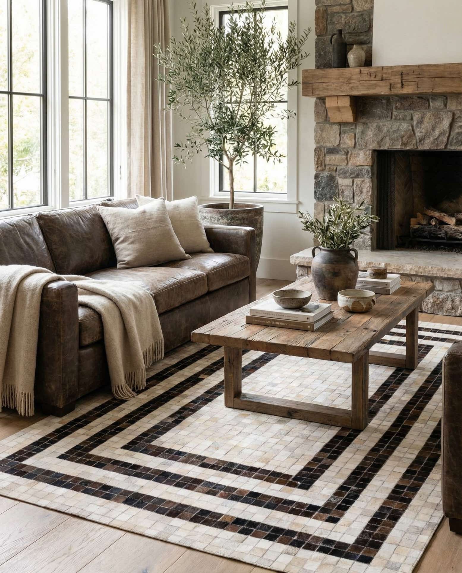 5' 1 x 8' Cowhide Stocks Rug