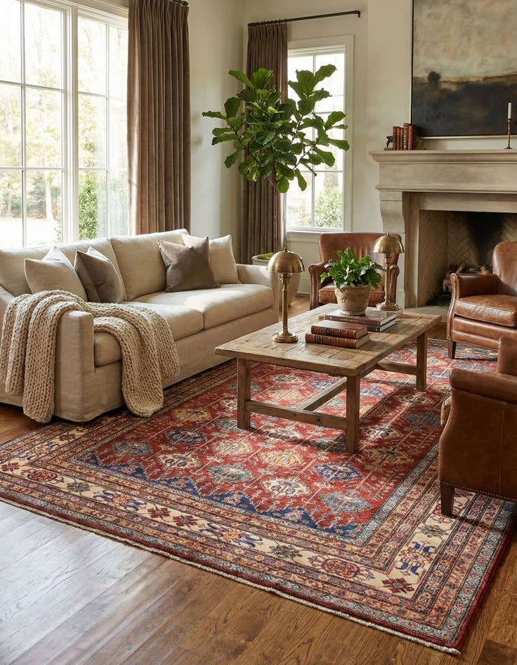 Detail image of  6' 6 x 10' 2  Hand Knotted Kazak Oriental Rug