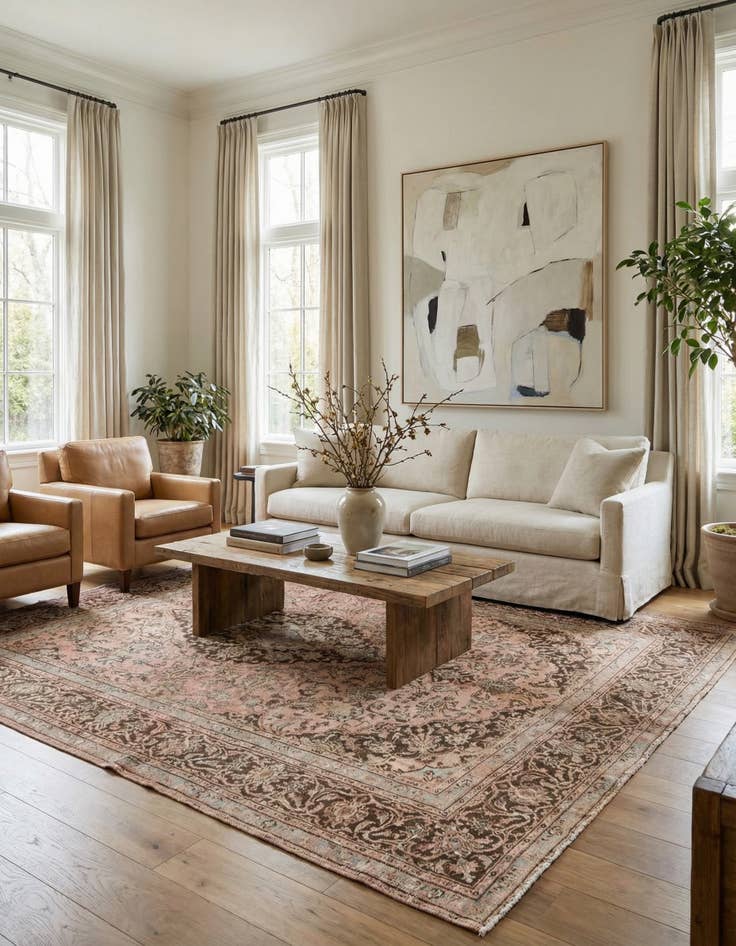 Detail image of  6' 3 x 7' 9  Hand Knotted Ultra Vintage Persian Wool Rug