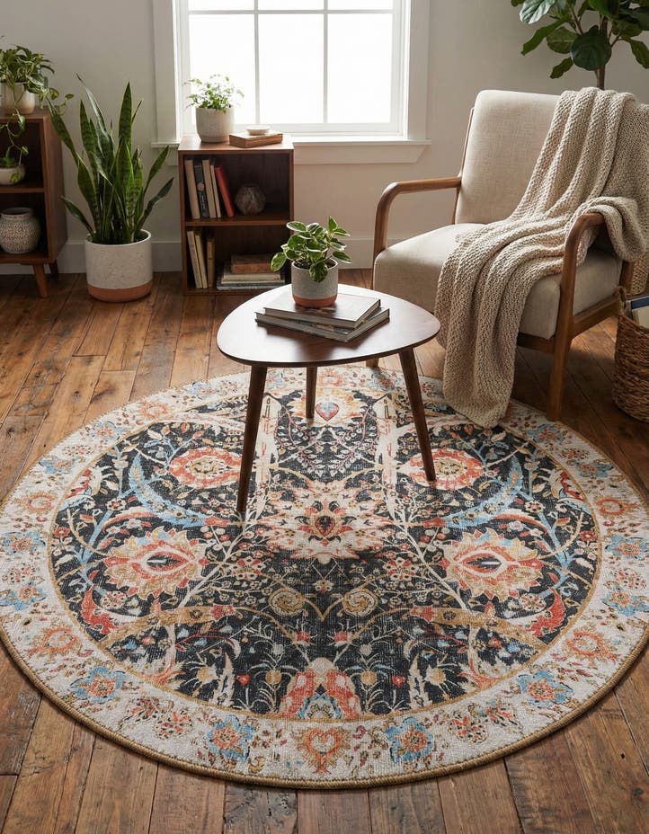 3' 6 x 3' 6 Washable Timeless Round Rug