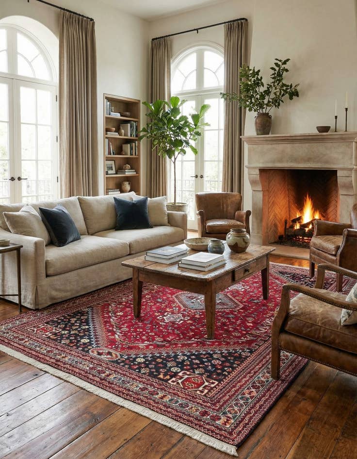 Detail image of  7' 3 x 10' 6  Hand Knotted Ghashghaei Wool Rug