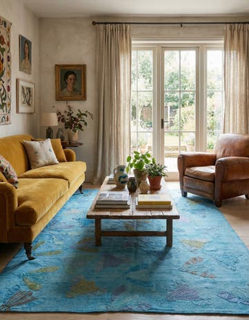 5' 8 x 8' 2 Hand Woven Kilim Suzani Wool Rug