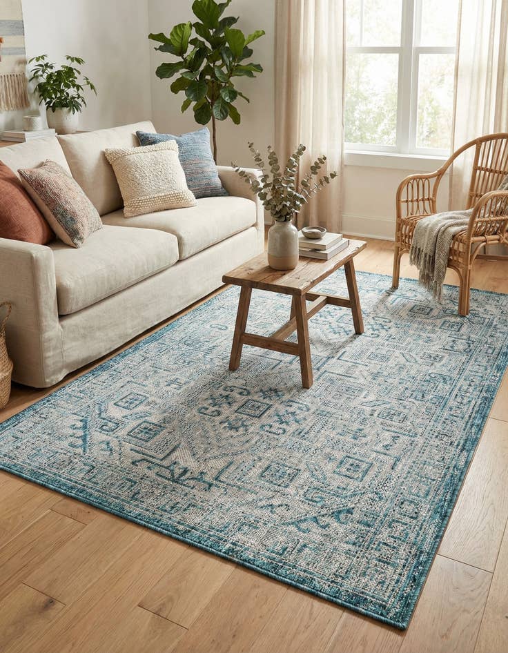 Detail image of  3' x 5' 3  Washable Aztec Indoor / Outdoor Rug