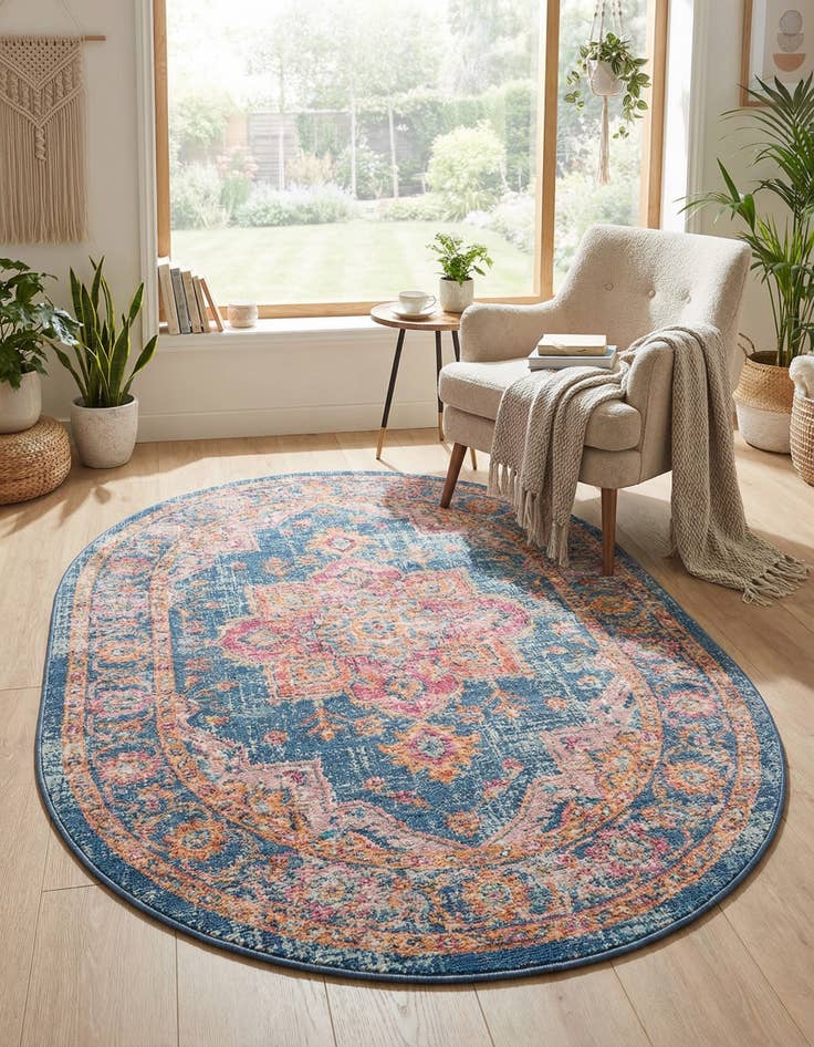 Detail image of  5' 3 x 8'  Washable Maahru Oval Rug