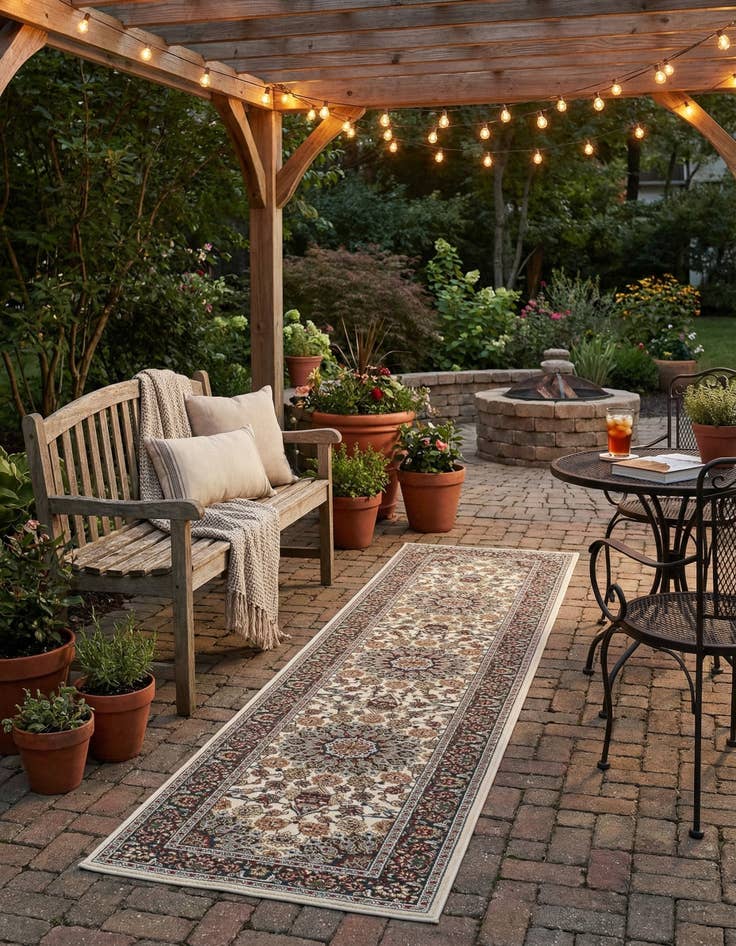 Detail image of 2' 7 x 12'  Washable Traditional Indoor / Outdoor Runner Rug