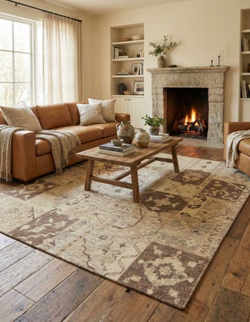 8' 2 x 9' 10 Hand Knotted Patchwork Wool Rug