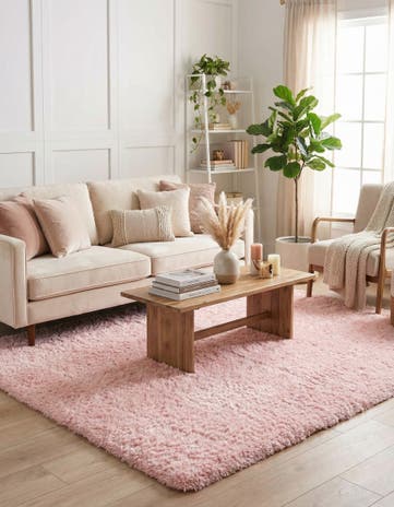 Pink Lace Infinity Shag Square Rug