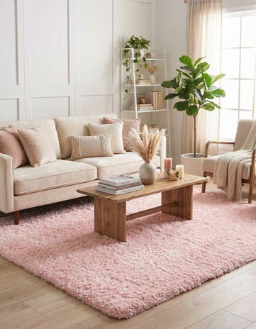 Pink Lace Infinity Shag Square Rug