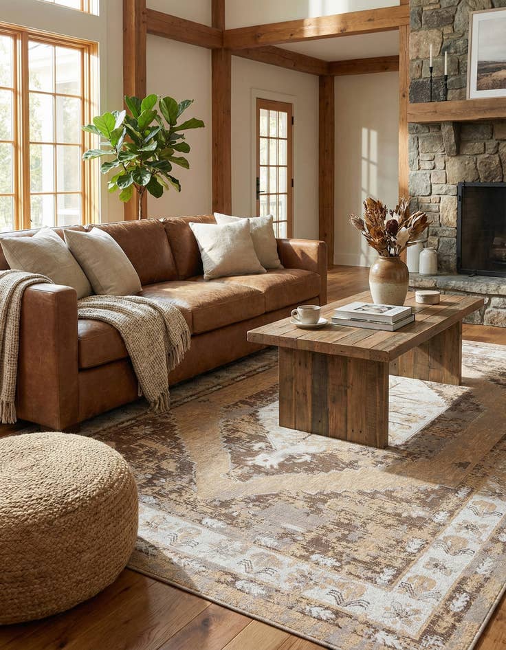 Detail image of 10' x 14'  Washable Traditional Indoor / Outdoor Rug