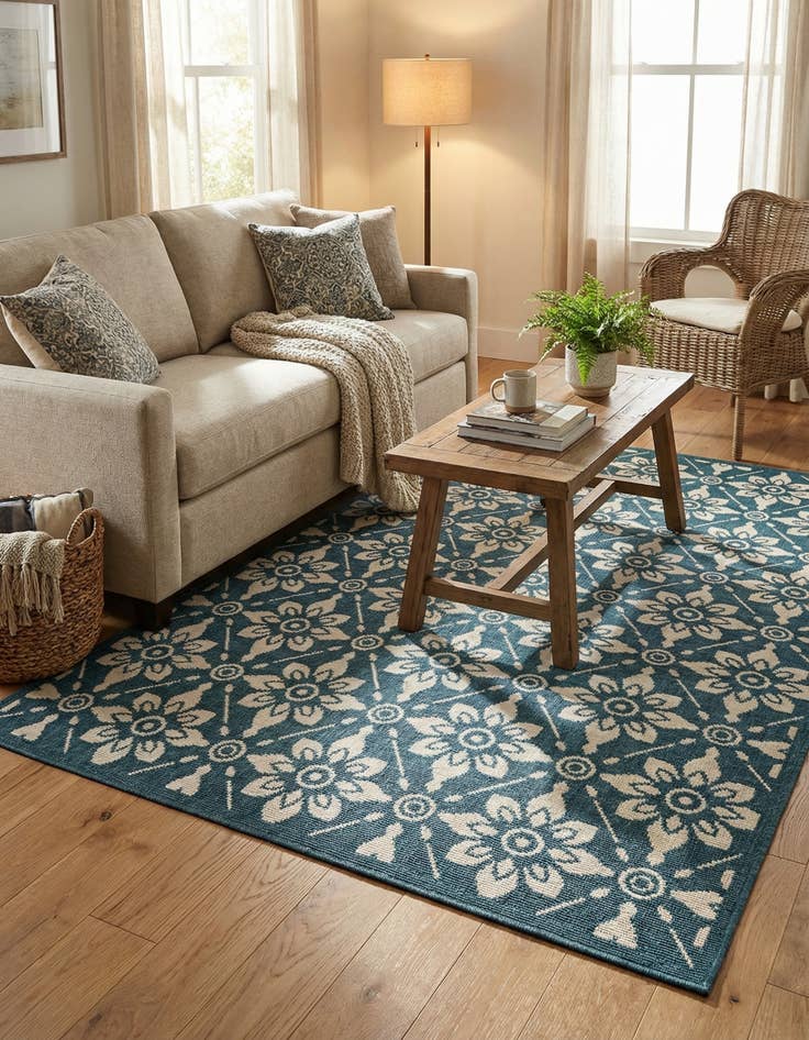 Detail image of 4' x 6' Easy-Clean Trellis Indoor / Outdoor Rug
