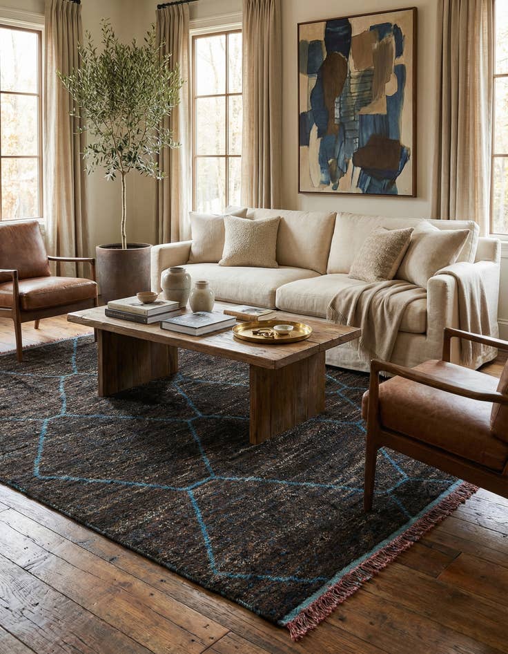 Detail image of 8' x 10'  Hand Knotted Moroccan Wool Rug