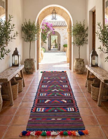 3' x 12' 2 Hand Woven Kilim Fars Wool Runner Rug
