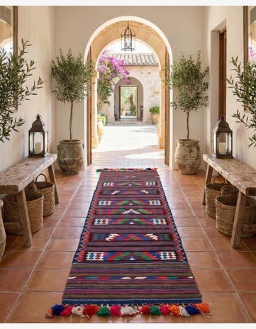 3' x 12' 2 Hand Woven Kilim Fars Wool Runner Rug