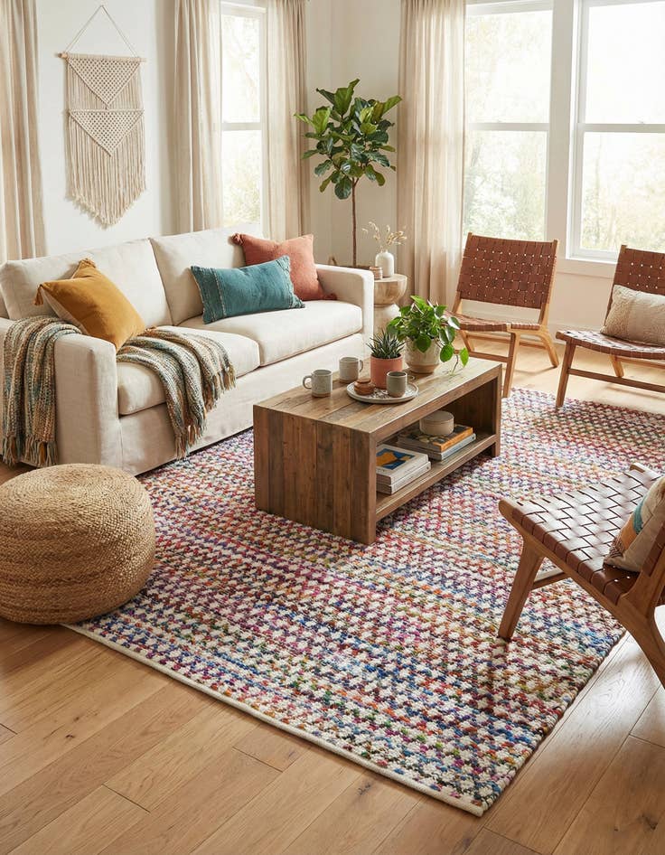 Detail image of 9' x 12' 2  Hand Woven Braided Chindi Rug