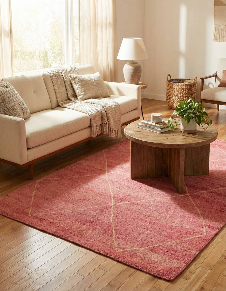 Detail image of  4' 7 x 6' 7  Hand Knotted Moroccan Wool Rug