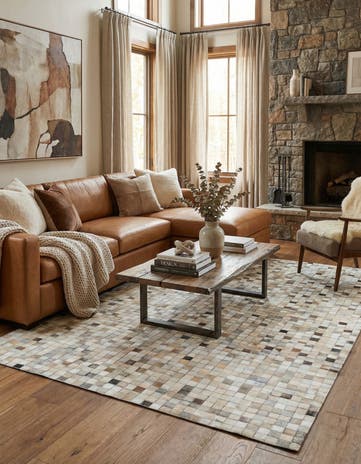 5' 1 x 7' 10 Cowhide Leather Rug
