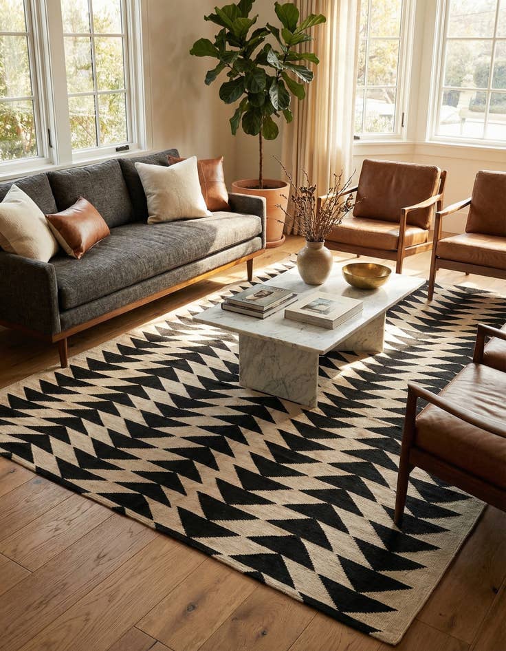 Detail image of 6' 9 x 9' 6 Hand Woven Kilim Modern Wool Rug