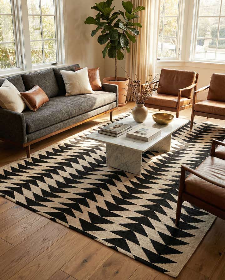 6' 9 x 9' 6 Hand Woven Kilim Modern Wool Rug