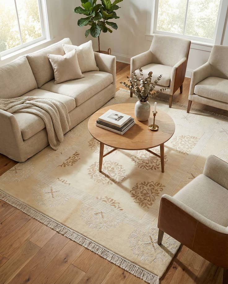 Detail image of 4' 10 x 6' 5 Hand Knotted Darya Wool Rug