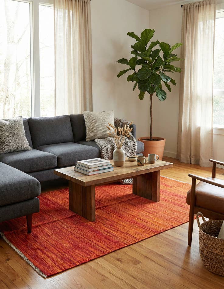 Detail image of 4' 1 x 6'  Hand Woven Kilim Modern Wool Rug