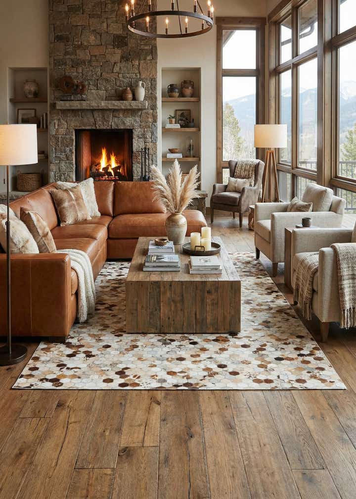 5' 2 x 8' Cowhide Leather Rug