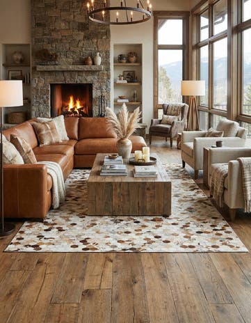 5' 2 x 8' Cowhide Leather Rug