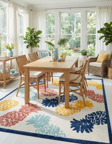 White Easy-Clean Belize Indoor / Outdoor Rug