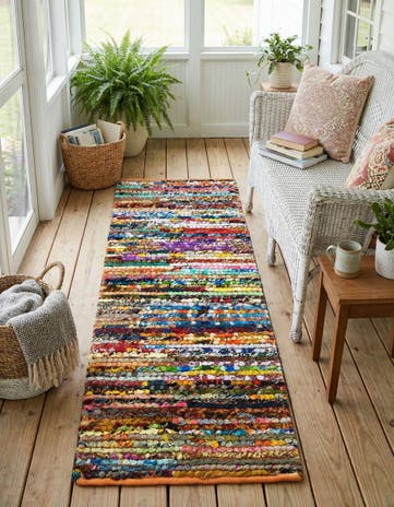 2' 2 x 6' 1 Handmade Braided Chindi Runner Rug