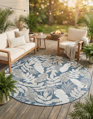 8' 2 x 8' 2 Easy-Clean Botanical Indoor / Outdoor Round Rug