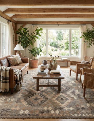 5' 8 x 8' 1 Hand Woven Kilim Maymana Wool Rug