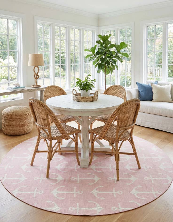 Detail image of 10' x 10'  Washable Coastal Indoor / Outdoor Round Rug