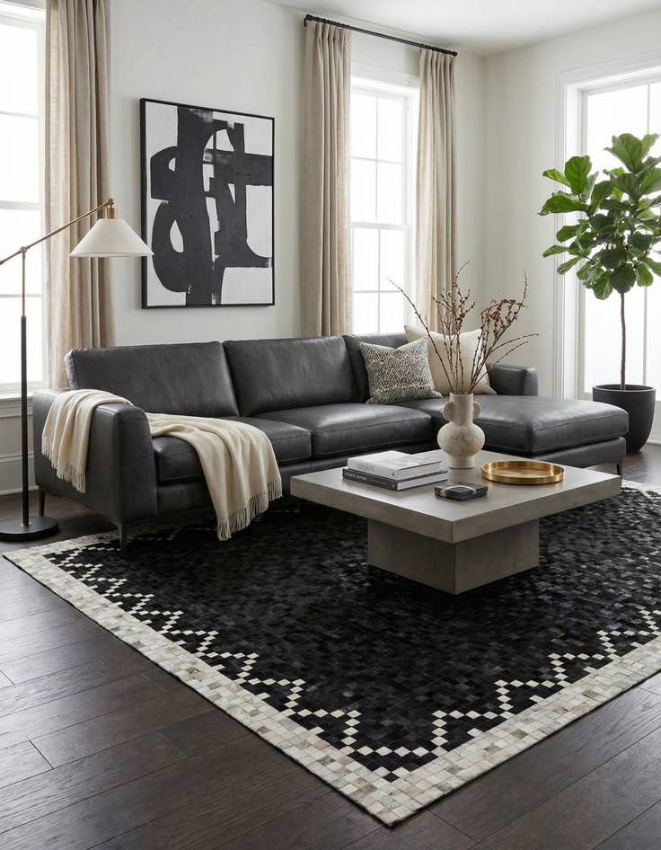 Detail image of  8' x 10' Cowhide - Patchwork Rug