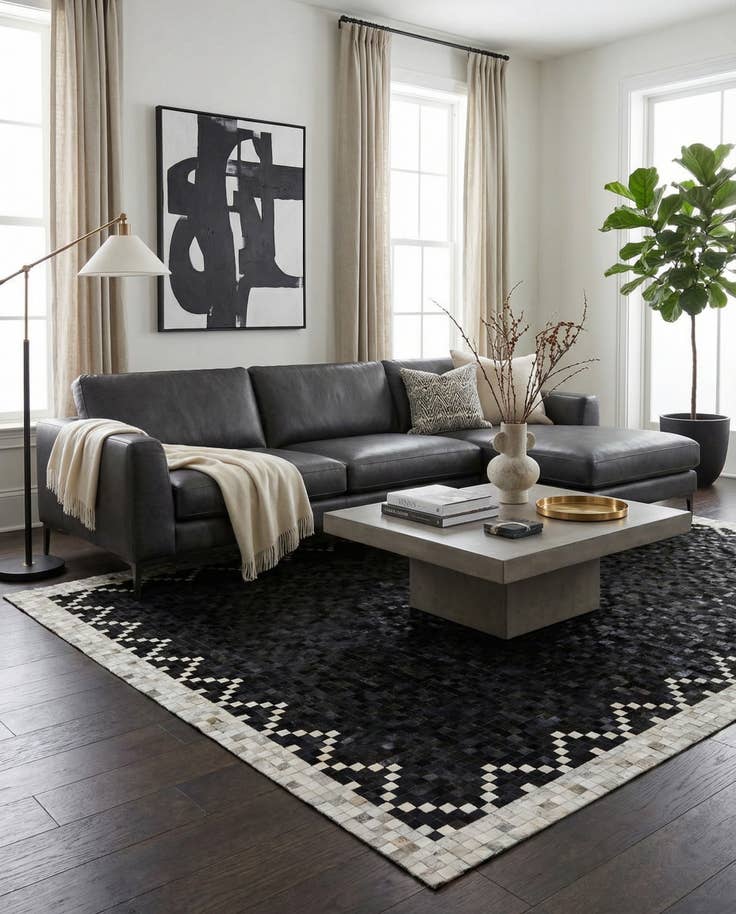 Detail image of 8' x 10' Cowhide - Patchwork Rug
