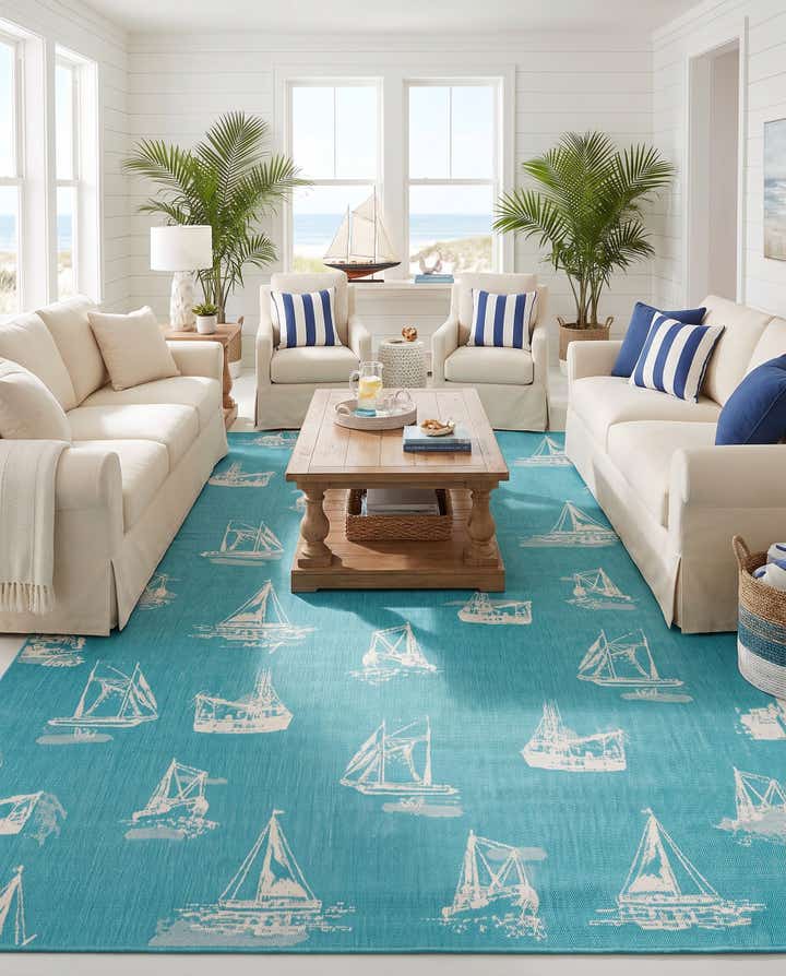 9' x 12' Easy-Clean Coastal Indoor / Outdoor Rug
