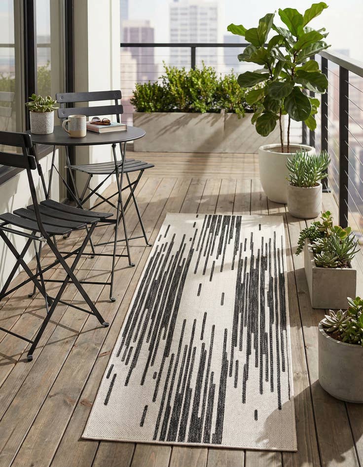 Detail image of 2' x 6'  Washable Modern Indoor / Outdoor Runner Rug