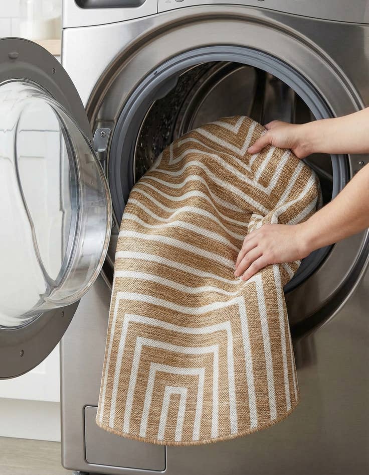 Detail image of  6' x 6'  Washable Modern Indoor / Outdoor Round Rug