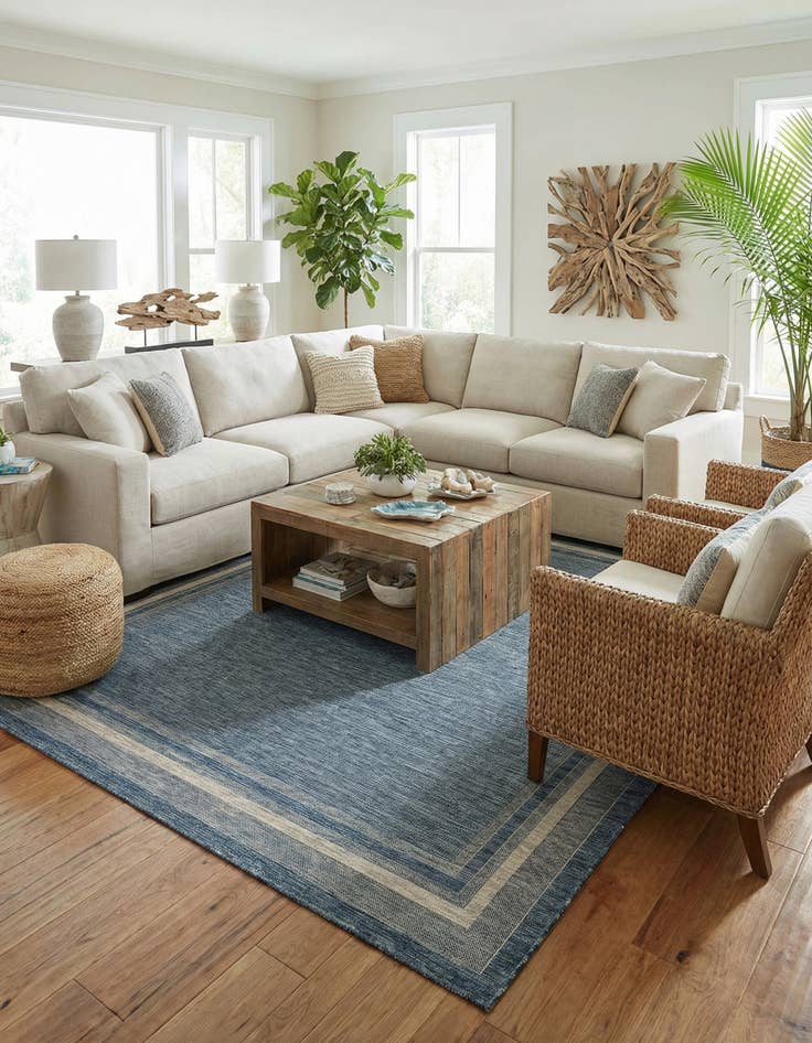 Detail image of  10' x 13'  Washable Border Indoor / Outdoor Rug